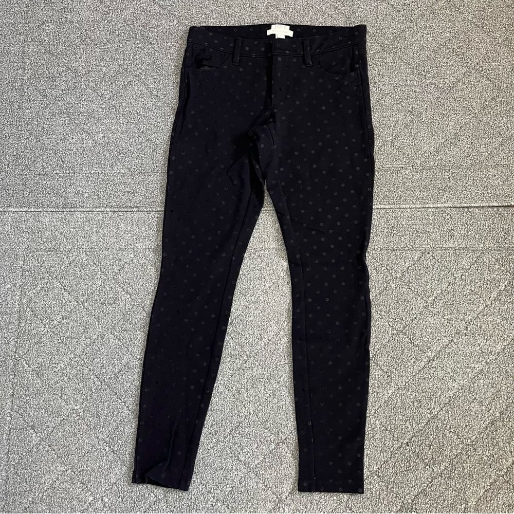 J.Crew The Gigi Ankle Pants Womens Size 0 Black Polka Dot Low Rise